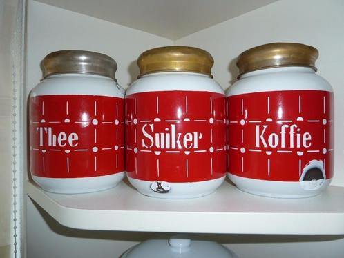 thee suiker en koffie bussen emaille, Antiek en Kunst, Antiek | Emaille, Ophalen