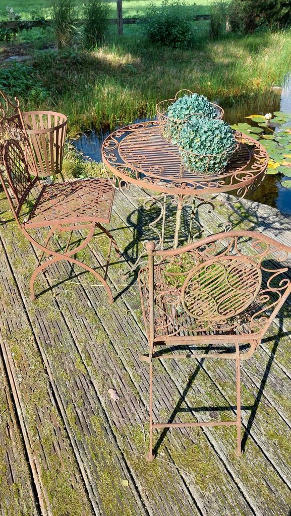 Metalen Tuinsetje - Romantische Stijl, Tuin en Terras, Tuinstoelen, Gebruikt, Metaal, Ophalen