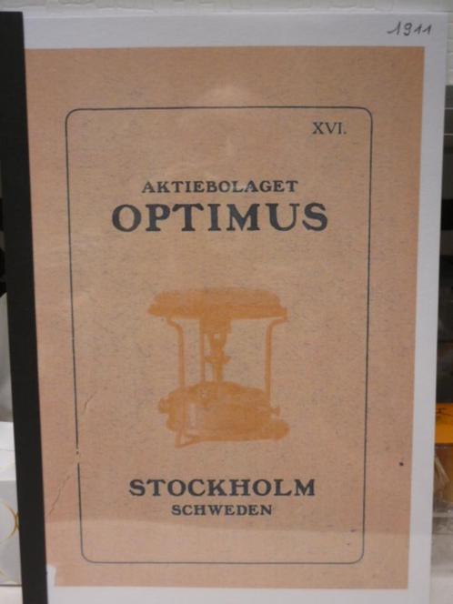 Catalogus XVI Aktiebolaget Optimus 1911, Antiek en Kunst, Antiek | Boeken en Bijbels, Ophalen of Verzenden