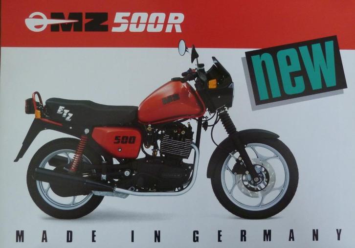 Folder MZ 500 R Rotax 1992, Motoren, Handleidingen en Instructieboekjes, Overige merken, Ophalen of Verzenden