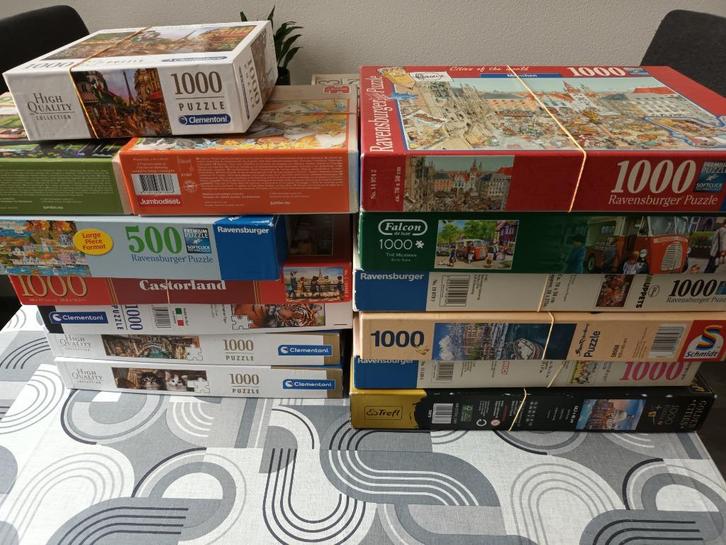 14 PUZZELS IN EEN KEER WEG   25.00, EURO  OPHALEN, Hobby en Vrije tijd, Denksport en Puzzels, Gebruikt, Legpuzzel, 500 t/m 1500 stukjes