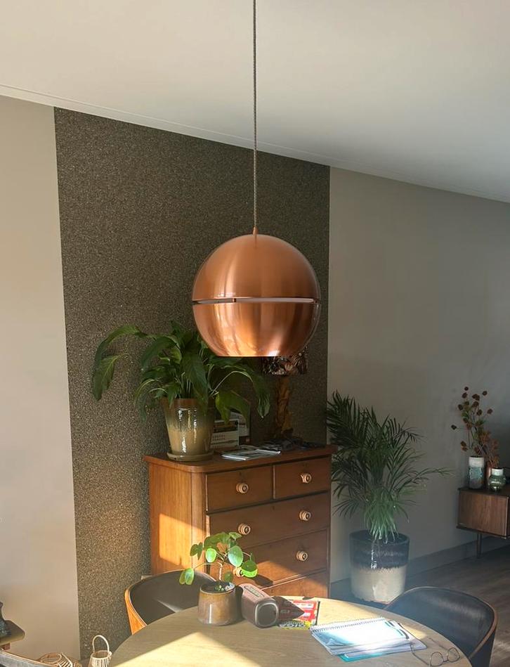 Retrostijl koperen lamp van Zuiver, Huis en Inrichting, Lampen | Hanglampen, Gebruikt, Minder dan 50 cm, Metaal, Ophalen