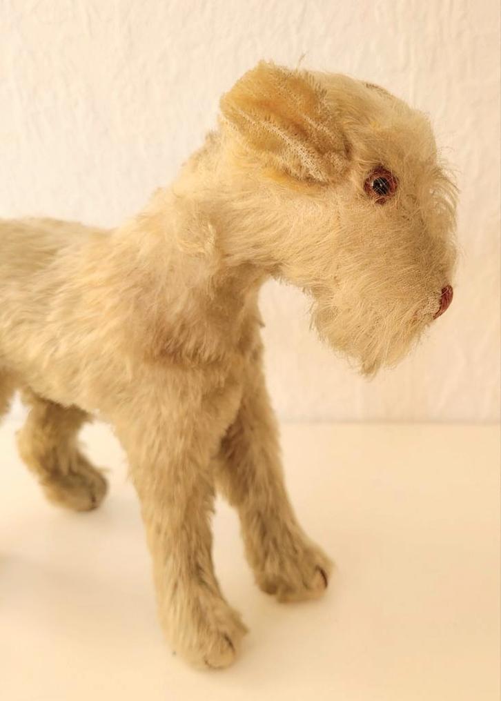 Antieke STEIFF Hond Terrier 'Fox' jaren 30 met knop, Antiek en Kunst, Antiek | Speelgoed, Ophalen of Verzenden