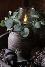 Eucalyptus krans groot, klein met windlicht, Www.jufbrocante.nl, Www.jufbrocante.nl, Nieuw, Ophalen of Verzenden