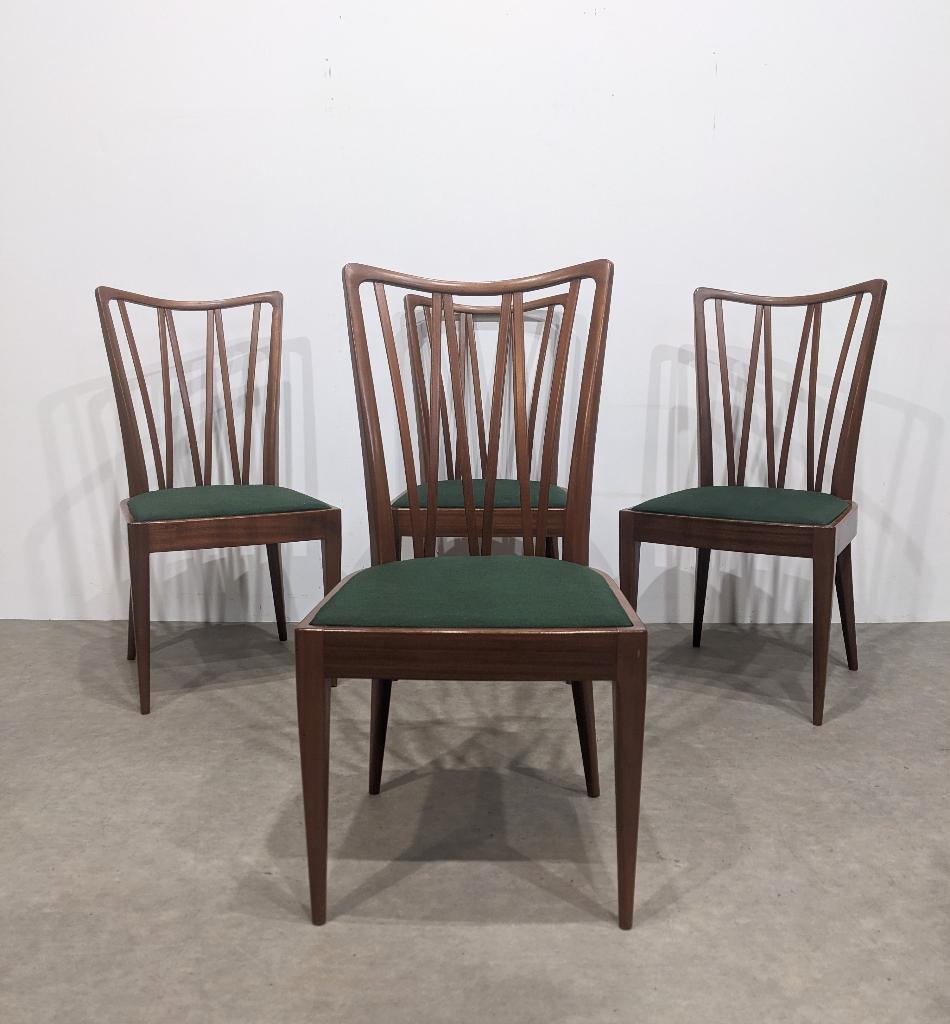 Set van vier vintage stoelen Art déco, Huis en Inrichting, Stoelen, Vier, Stof, Ophalen