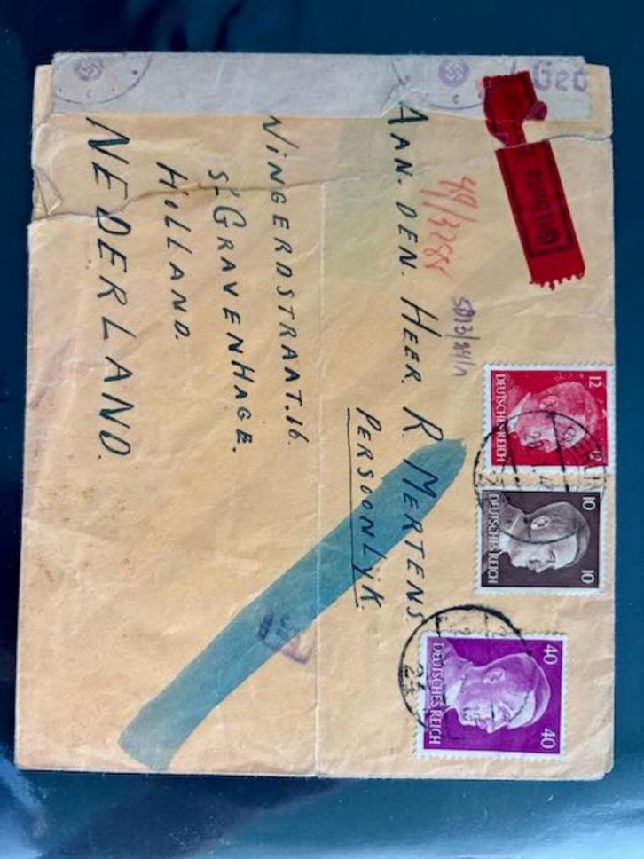 WOII envelop – censuurzegel, aangetekend en met hitlerzegels, Postzegels en Munten, Brieven en Enveloppen | Buitenland, Envelop
