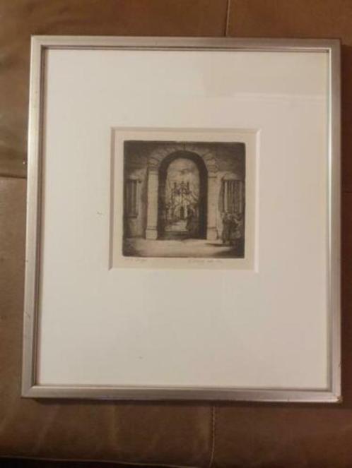 ets Sjoerd Doting, getiteld ” M.L. Brigge”. zeldzaam werk, Antiek en Kunst, Kunst | Etsen en Gravures, Ophalen
