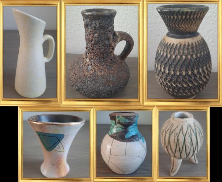 6 kleine verschillende vaasjes, Huis en Inrichting, Woonaccessoires | Vazen, Zo goed als nieuw, Overige kleuren, Minder dan 50 cm