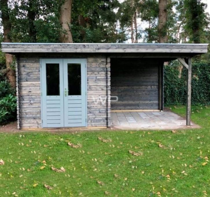 Woodpro Overkapping met Schuurtje - 5,5x3 meter, Tuin en Terras, Tuinhuizen, Gebruikt, Schuur, Hout, 500 cm of meer, 200 tot 400 cm