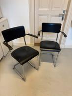 Twee Gispen stoelen in redelijke staat, Huis en Inrichting, Stoelen, Ophalen, Gebruikt, Twee, Zwart