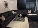 Donkergrijze hoekbank met salontafel, Ophalen, 100 tot 125 cm, Hoekbank, 300 cm of meer