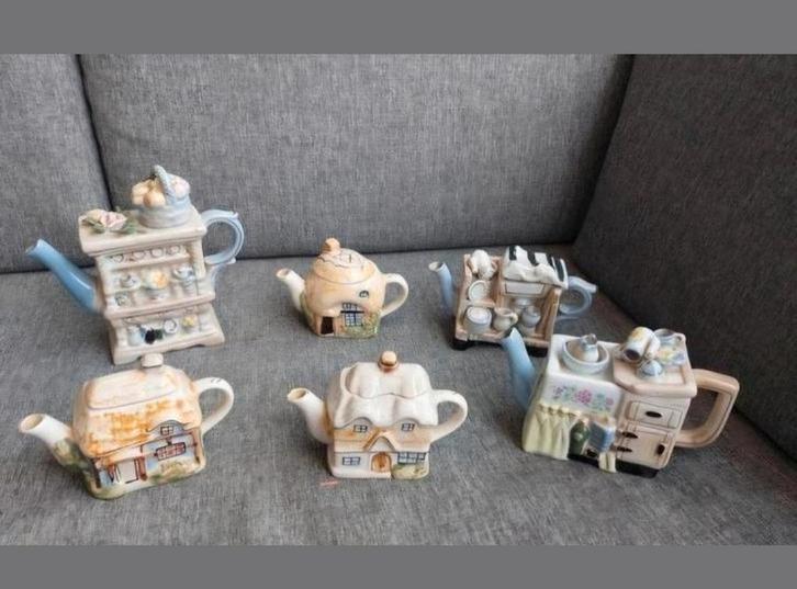 Vintage Deco Theepotjes - Set van 6, Antiek en Kunst, Antiek | Keramiek en Aardewerk, Ophalen of Verzenden
