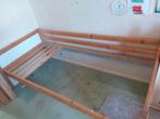 Bed met matras, Ophalen, 90 cm, Eenpersoons, Bruin
