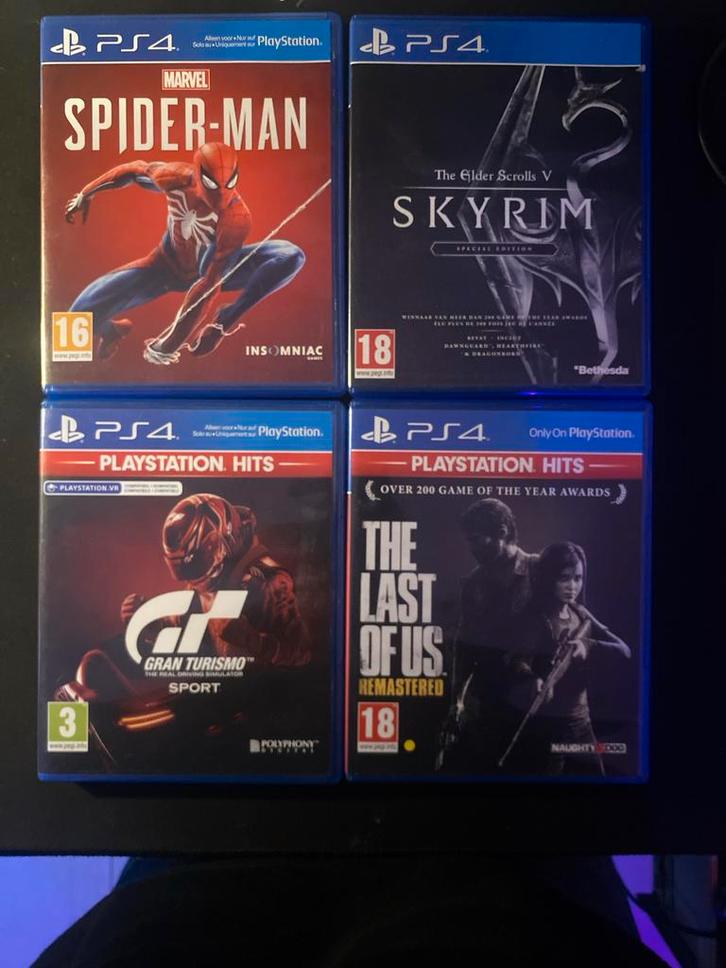PS4 Games - Gran Turismo, Spider-Man, Skyrim, Last of Us, Spelcomputers en Games, Spelcomputers | Sony PlayStation 4, Zo goed als nieuw