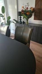 Leren Eetkamerstoel op Wieltjes - ZGAN, Huis en Inrichting, Stoelen, Ophalen, Zo goed als nieuw, Bruin, Vijf, Zes of meer stoelen