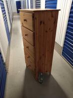 Hoge houten ladekast – 5 ruime lades (ophalen), Huis en Inrichting, Kasten | Ladekasten, Ophalen, Gebruikt, 5 laden of meer, 100 tot 150 cm