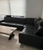 Hoekbankstel Zwart leer (echtleder) nw was 4k / zie fotos, Huis en Inrichting, Banken | Bankstellen, Ophalen, 250 tot 300 cm, Gebruikt