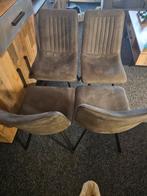 Set van 4 grijze eetkamerstoelen, Huis en Inrichting, Stoelen, Gebruikt, Ophalen of Verzenden, Metaal, Vier