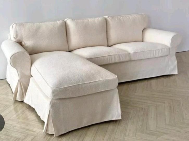 Witte Ektorp Chaise Longue Hoes, Huis en Inrichting, Banken | Sofa's en Chaises Longues, Gebruikt, Driepersoons, 200 tot 250 cm