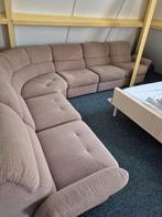 Grote vintage modulaire hoekbank bank bruin beige retro, Ophalen, Gebruikt, Stof, Vintage