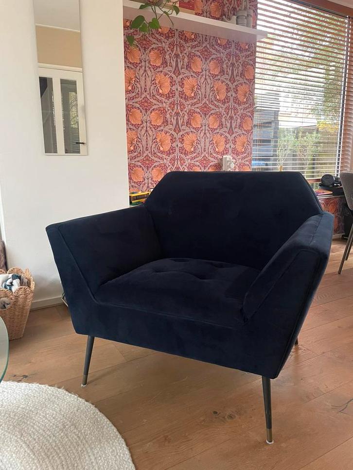 Dutchbone Kate fauteuil Deep Blue, Huis en Inrichting, Fauteuils, Zo goed als nieuw, 50 tot 75 cm, 75 tot 100 cm, Ophalen
