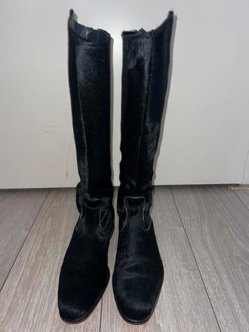 Floris v Bommel laarzen, Pony haar, mt 40, zwart, ZGAN beschikbaar voor biedingen