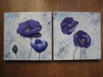 Tweeluik: Purple Poppies / Paarse klaproos (2x 50x50x4 cm), Ophalen, Nieuw, Schilderij, 50 tot 75 cm