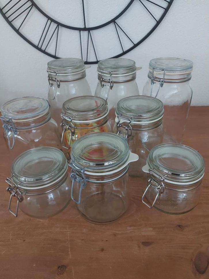 Nog 6 glazen weckflessen - Diverse Maten, Huis en Inrichting, Keuken | Keukenbenodigdheden, Gebruikt, Ophalen of Verzenden