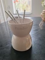 Fondue setje met 4 vorkjes, op waxinelichtje, Ophalen of Verzenden, Zo goed als nieuw
