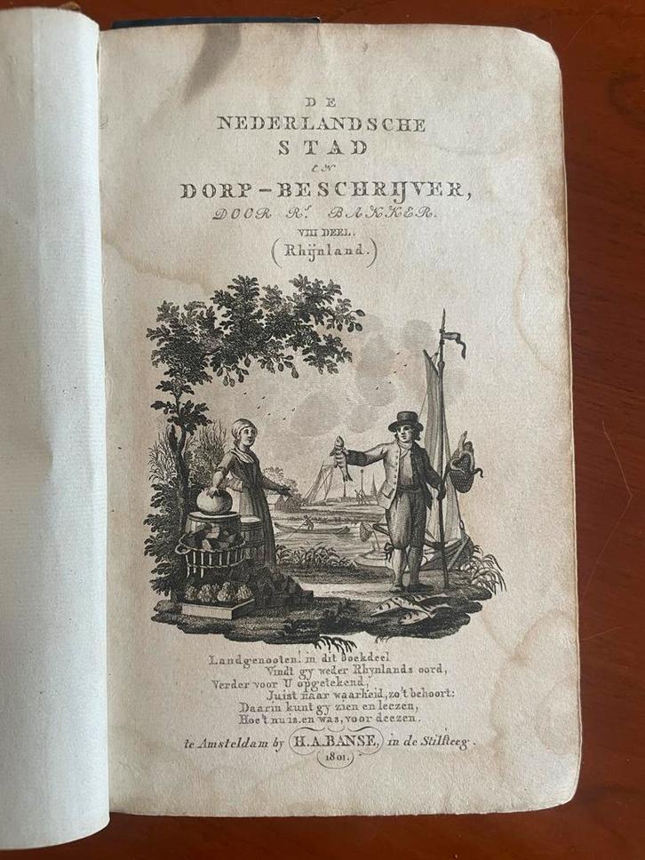 Stad- en Dorpbeschrijver, deel 7, Rijnland, 1801, Antiek en Kunst, Antiek | Boeken en Bijbels, Ophalen of Verzenden