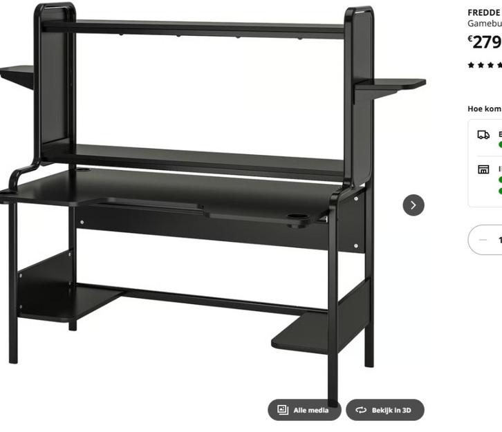 ikea zwart gamebureau voor game of puber kamer, Huis en Inrichting, Bureaus, Gebruikt, Bureau, In hoogte verstelbaar, Ophalen