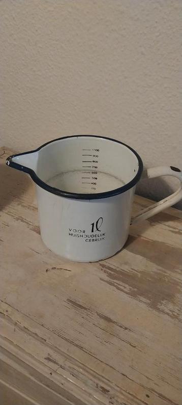 Emaille Maatbeker 1 Liter - Vintage Keukenaccessoire beschikbaar voor biedingen