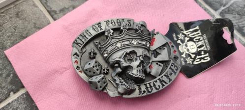 Lucky 13 Belt Buckle - King of Fools, Kleding | Heren, Riemen en Ceinturen, Nieuw, Overige kleuren, Verzenden