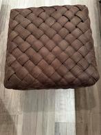 Riviera maison hocker poef pellini leer bruin, Vierkant, Leer, Ophalen of Verzenden, Zo goed als nieuw