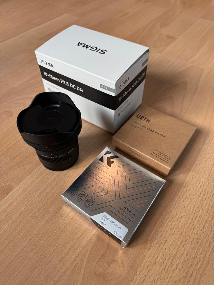 Sigma 10-18mm f/2.8 (Sony E) + ND Filter + K&F Diffusion 1/8, Audio, Tv en Foto, Fotografie | Lenzen en Objectieven, Zo goed als nieuw