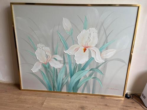 Zeer groot bloemenschilderij P. Holtman, Huis en Inrichting, Woonaccessoires | Schilderijen, Tekeningen en Foto's, Gebruikt, Schilderij