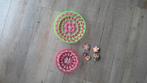 2 kunststof mandjes met bloemetjes - retro, Ophalen, Kunststof, Mand, Rond