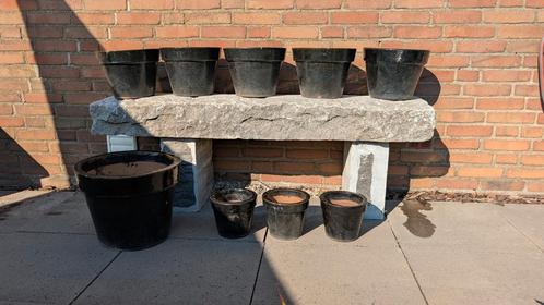 Aardewerk bloempotten 9 stuks, Tuin en Terras, Bloembakken en Plantenbakken, Zo goed als nieuw, Steen, Minder dan 30 cm, Minder dan 60 cm