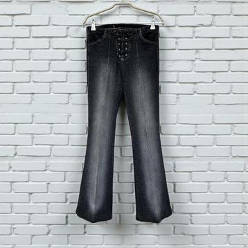 Cars Jeans Jeans Maat S Zwart Wide Leg Veter Sluiting Y2K beschikbaar voor biedingen