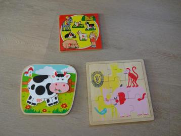 Puzzels van hout, 3 st. beschikbaar voor biedingen