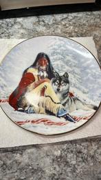 Mooi bord indiaanse met hond, Ophalen of Verzenden