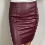 Bordeauxrode Leren Rok boven de knie maat M, Verzenden, Zo goed als nieuw, Zwart, Boven de knie
