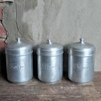 Set 3x oude aluminium voorraadpot Koffie Thee Suiker Etage3, Gebruikt, ., Ophalen of Verzenden, .