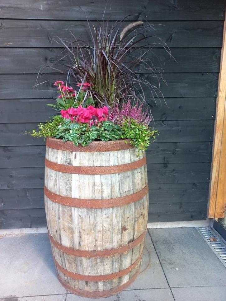Eikenhouten Whiskeyvat 200 liter Bloembak Plantenbak, Tuin en Terras, Bloembakken en Plantenbakken, Nieuw, Hout, Balkon, Tuin