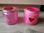 Twee glazen potjes / waxinelichthouders -- Riverdale, Huis en Inrichting, Woonaccessoires | Kandelaars en Kaarsen, Overige materialen