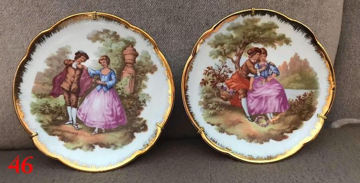 Limoges Porseleinen Schotels op Standaard - Set van 2, Verzamelen, Porselein, Kristal en Bestek, Zo goed als nieuw, Kop en/of schotel