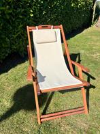 Prachtige houten strandstoel met hoofdsteun, Ophalen, Zo goed als nieuw, Hout, Inklapbaar