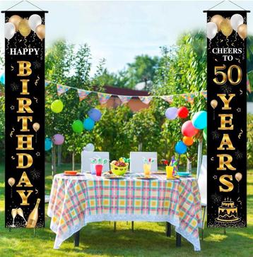 2 nieuwe deur banners 50 jaar verjaardag beschikbaar voor biedingen