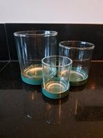 Set van 3 glaasjes voor tapas of waxinelichtjes, Ophalen of Verzenden, Minder dan 50 cm, Groen, Glas