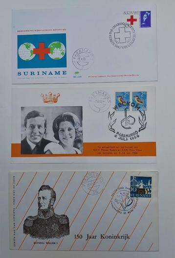 Suriname FDC E99 RodeKruis, FDC 150jaar Koninkrijk, Beatrix beschikbaar voor biedingen